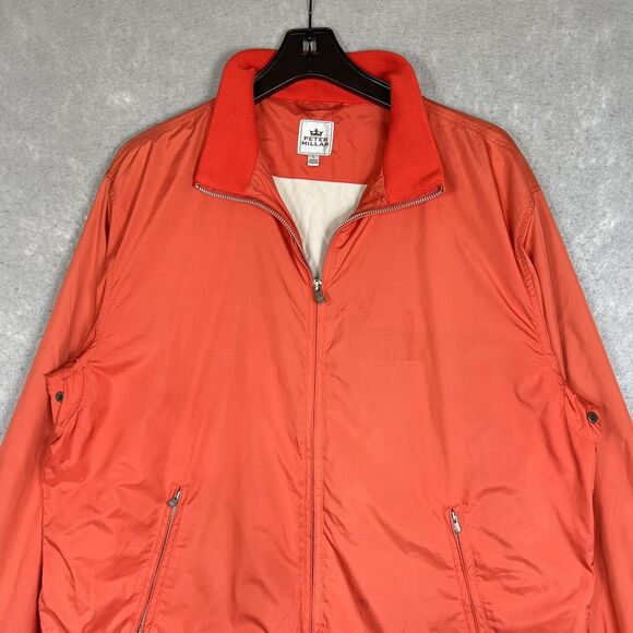 Peter Millar Jacket Full Zip Windbreaker Jacket Mens Large Orange Lined Golf - Picture 3 of 11